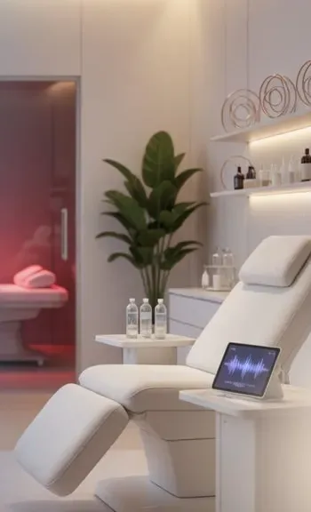 A calm treatment room at The Frequency Hub